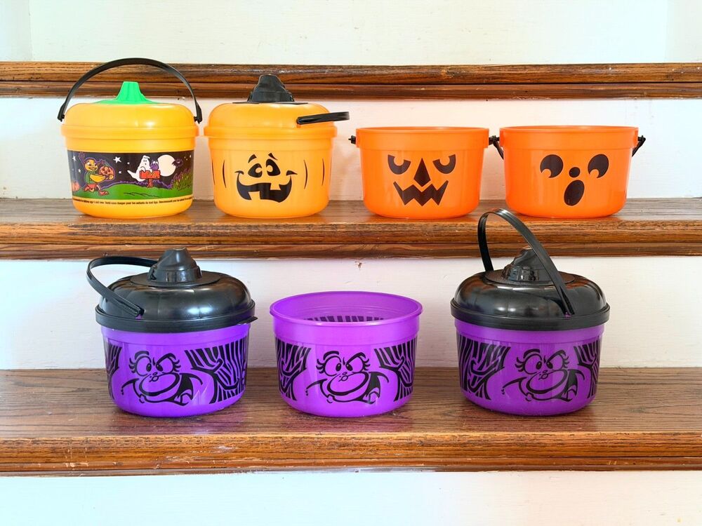 McDonald's Halloween Boo Buckets Lot of 7 Vintage Trick or Treat Pails 80s 90s